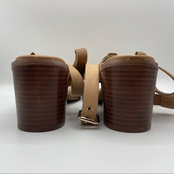 Franco Sarto Halina Leather Studded Block Heel Strappy Buckle Sandals - Picture 4 of 7